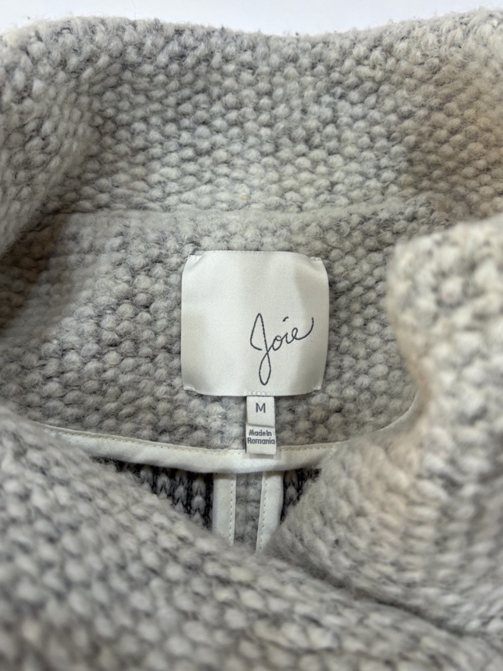 Joie Coat Women M Gray Wool Blend Textured Double Breasted Cozy Chic Minimalist - Picture 4 of 8